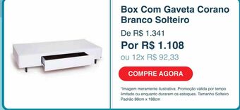 Box com gaveta corano branco solteiro