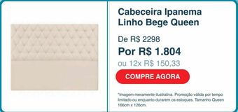 Cabeceira ipanema linho bege queen