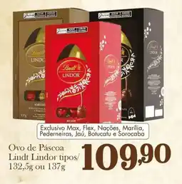 Confiança Supermercados Ovo de Páscoa Lindt Lindor tipos oferta