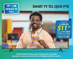 Lojas Cem Smart tv tcl qled p7k oferta