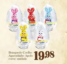 Confiança Supermercados Brinquedo Coelho Agarradinho Apolo cores/ unidade oferta