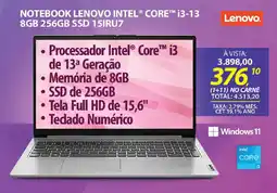 Lojas Cem Notebook lenovo intel core™ i3-13 8gb 256gb ssd 15iru7 oferta