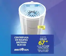 Lojas Cem Centrifuga de roupas britânia bcr15b oferta