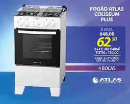 Lojas Cem Fogão atlas coliseum plus 4 Bocas oferta