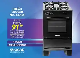 Lojas Cem Fogão suggar neo glass 4 Bocas oferta