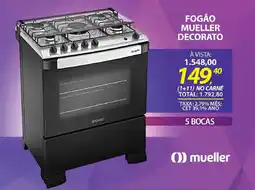 Lojas Cem Fogão mueller decorato 5 Bocas oferta
