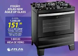 Lojas Cem Fogão atlas new ágile up glass 5 Bocas oferta