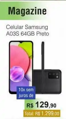 Celular Samsung A03s 64gb Preto