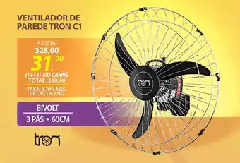 Lojas Cem Ventilador de parede tron c1 oferta