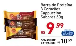 Extrabom Supermercados Barra de Proteína 3 Corações Cappuccino Sabores oferta