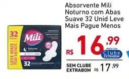 Extrabom Supermercados Absorvente Mili Noturno com Abas Suave 32 Unid oferta