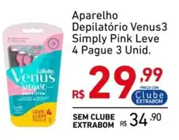 Extrabom Supermercados Aparelho Depilatório Venus3 Simply Pink oferta