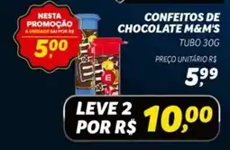 Supermercado Cubatao Confeitos de chocolate m&m's tubo oferta