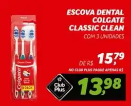 Supermercado Cubatao Escova dental colgate classic clean com 3 unidades oferta