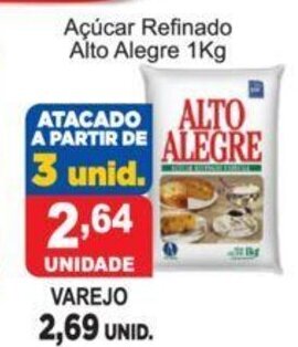 Calvo Atacadista Acucar Refinado Alto Alegre 1kg oferta