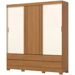 Benoit Guarda Roupa Henn B386 3 Portas Deslizantes 6 Gavetas MDP 215x199,5x48cm Com Portas Reversíveis oferta