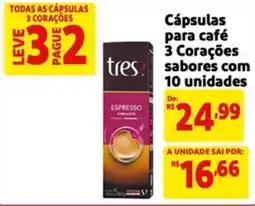 Mercado Extra Cápsulas para café 3 Corações tres sabores com 10 unidades oferta