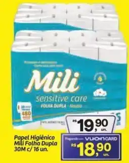 Fort Atacadista Papel Higiênico Mili Folha Dupla 30M c/16 un. oferta