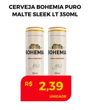 Atacadão Centro Sul Cerveja Bohemia puro Malte Sleek LT 350ml oferta