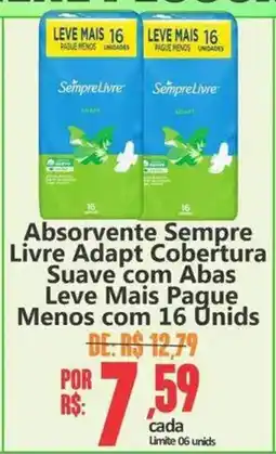 Big Supermercados Absorvente Sempre Livre Adapt Cobertura Suave com Abas Leve Mais Pague Menos com 16 Unids oferta