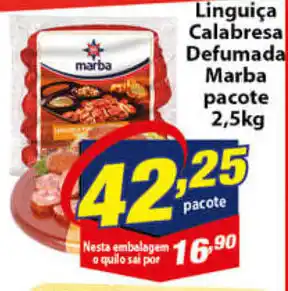 Vencedor Atacadista Linguica Calabresa Defumada Marba pacote 2.5kg oferta