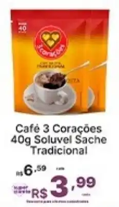 Super Lagoa Café 3 Corações Soluvel Sache Tradicional oferta