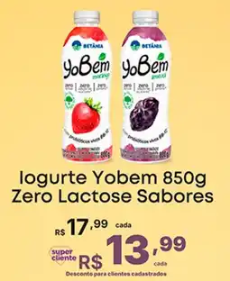 Super Lagoa logurte Yobem Zero Lactose Sabores oferta