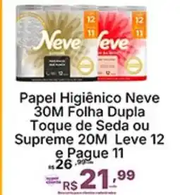 Super Lagoa Papel Higiênico Neve 30M Folha Dupla Toque de Seda ou Supreme 20M oferta