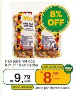 Giga Atacado Pão para hot dog Kim c/ 10 unidades oferta