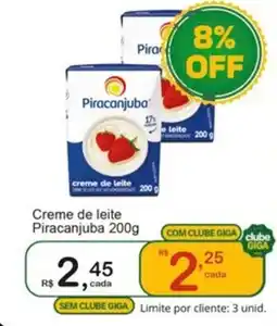 Giga Atacado Creme de leite Piracanjuba oferta