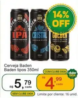 Giga Atacado Cerveja Baden Baden tipos oferta