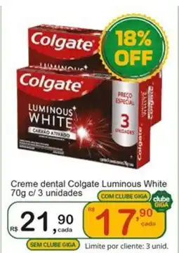 Giga Atacado Creme dental Colgate Luminous White oferta