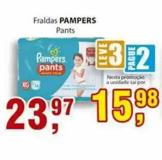 Supermercados Mundial Fraldas Pampers Pants Leve 3 Pague 2 oferta