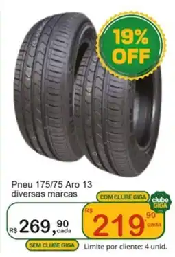 Giga Atacado Pneu 175/75 Aro 13 diversas marcas oferta