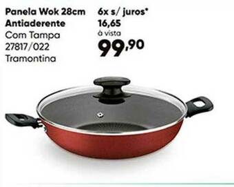Panela Wok 28cm Antiaderente Com Tampa Tramontina