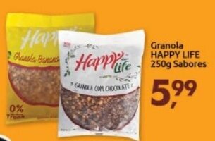 Supermercados Nori Granola Happy Life 250g sabores oferta