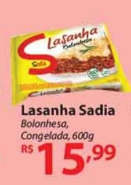 Nacional Lasanha Sadia 600g oferta