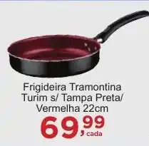 Rossi Supermercado Frigideira Tramontina Turim s/ Tampa Preta/ Vermelha 22cm oferta
