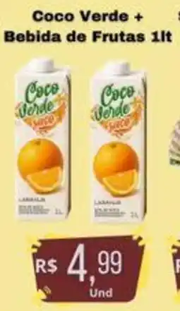 Supermercados Pague Menos Coco Verde + Bebida de Frutas oferta