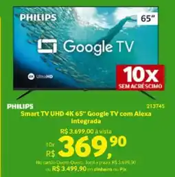 Quero Quero PHILIPS Smart TV UHD 4K 65" Google TV com Alexa oferta