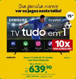 Quero Quero SAMSUNG Smart TV UHD 4K 75" Netflix com Alexa Integrada oferta