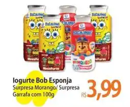 Atacadão logurte Bob Esponja Surpresa Morango/Surpresa Garrafa oferta