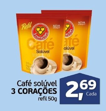 Cometa Supermercados Cafe Soluvel 3 Coracoes 50g oferta