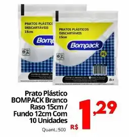 Althoff Supermercados Prato Plástico BOMPACK Branco Raso 15cm/ Fundo 12cm Com 10 Unidades oferta