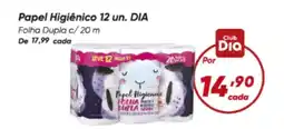 Dia Papel Higiênico 12 un. DIA Folha Dupla c/ 20 m oferta