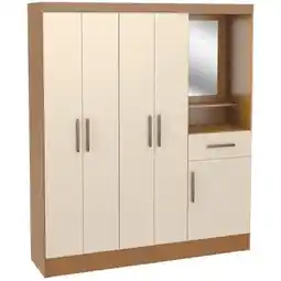 Benoit Guarda Roupa / Roupeiro San Marino Jasmim 5 Portas 1 Gaveta Com Espelho MDP 175x150x40cm oferta