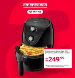Lojas Americanas fritadeira sem óleo air fryer preto/prata, 110v ou 220v Mondial oferta