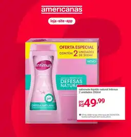 Lojas Americanas sabonete líquido natural Intimus 2 unidades oferta