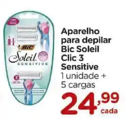 Carrefour Aparelho para depilar Bic Soleil Clic 3 Sensitive 1 unidade + 5 cargas oferta