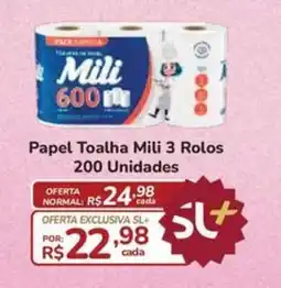 Super Luna Papel Toalha Mili 3 Rolos 200 Unidades oferta
